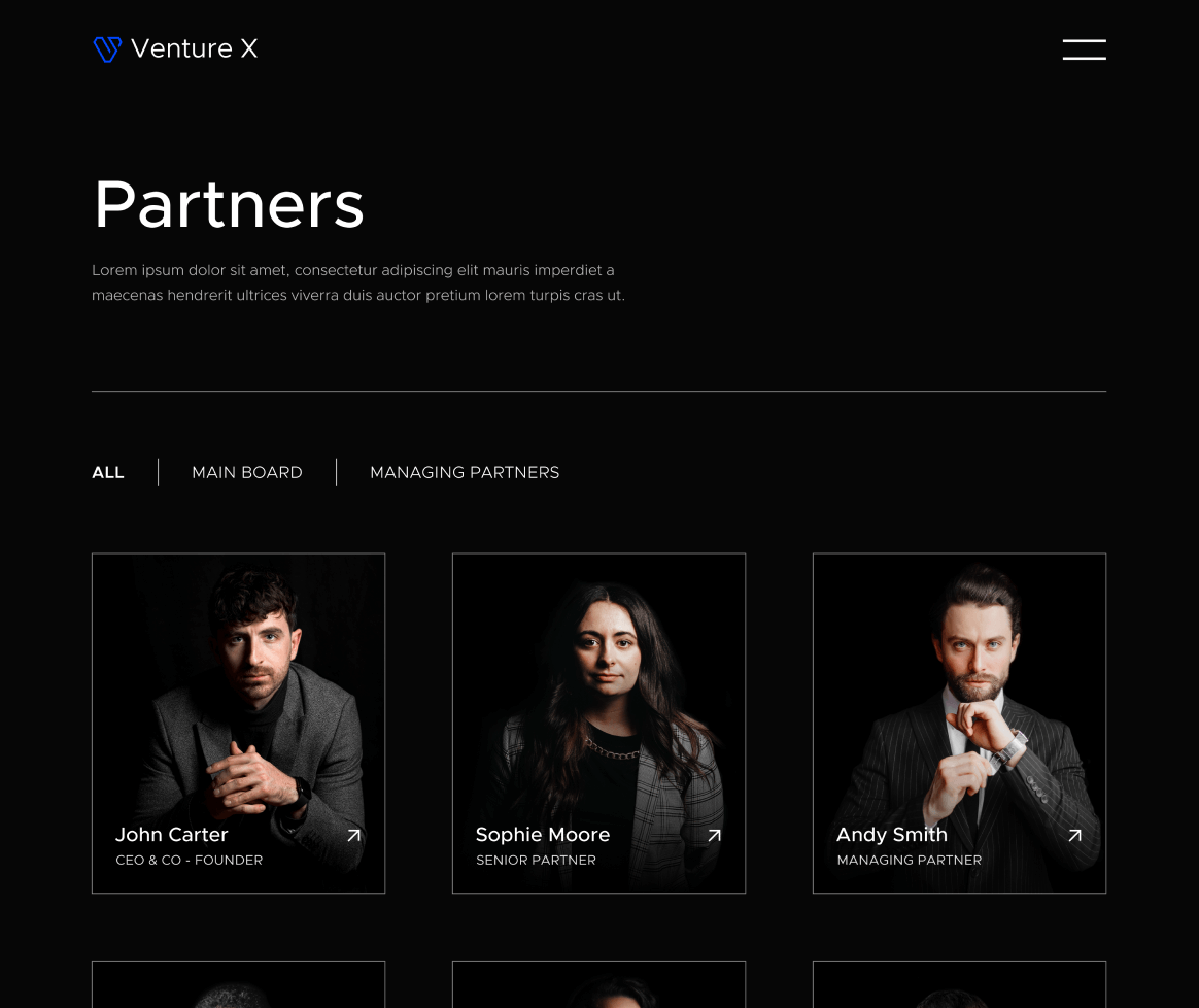 Investors - Venture X Webflow Template