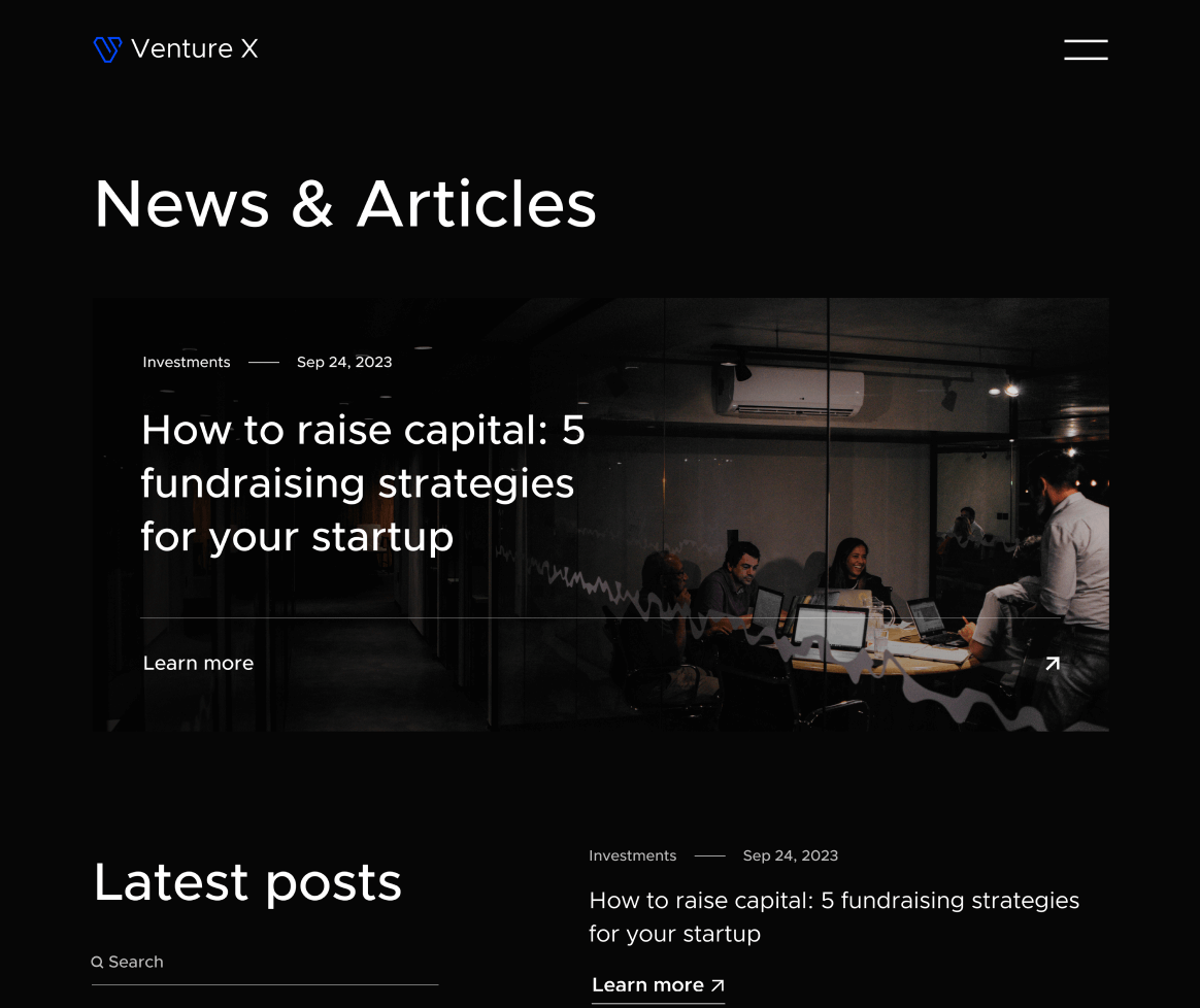 Blog - Venture X Webflow Template