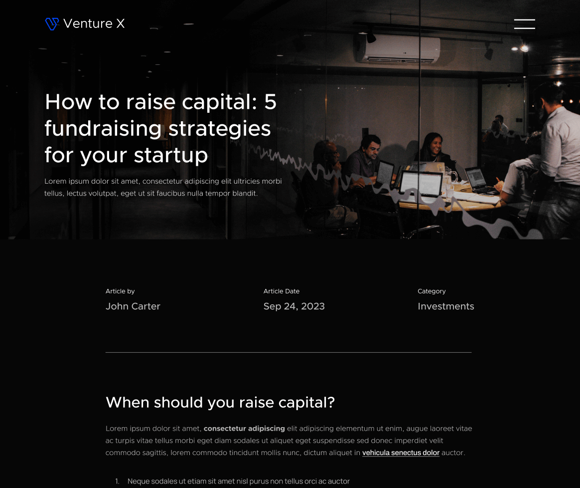 Blog Post - Venture X Webflow Template
