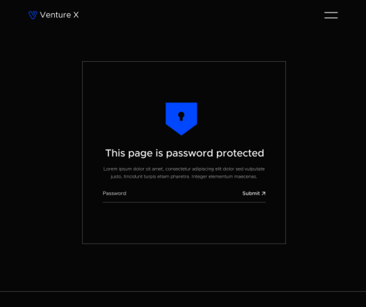 Password Protected - Venture X Webflow Template