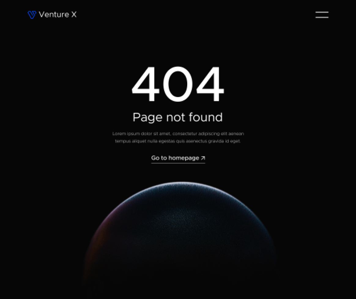 404 Not Found - Venture X Webflow Template
