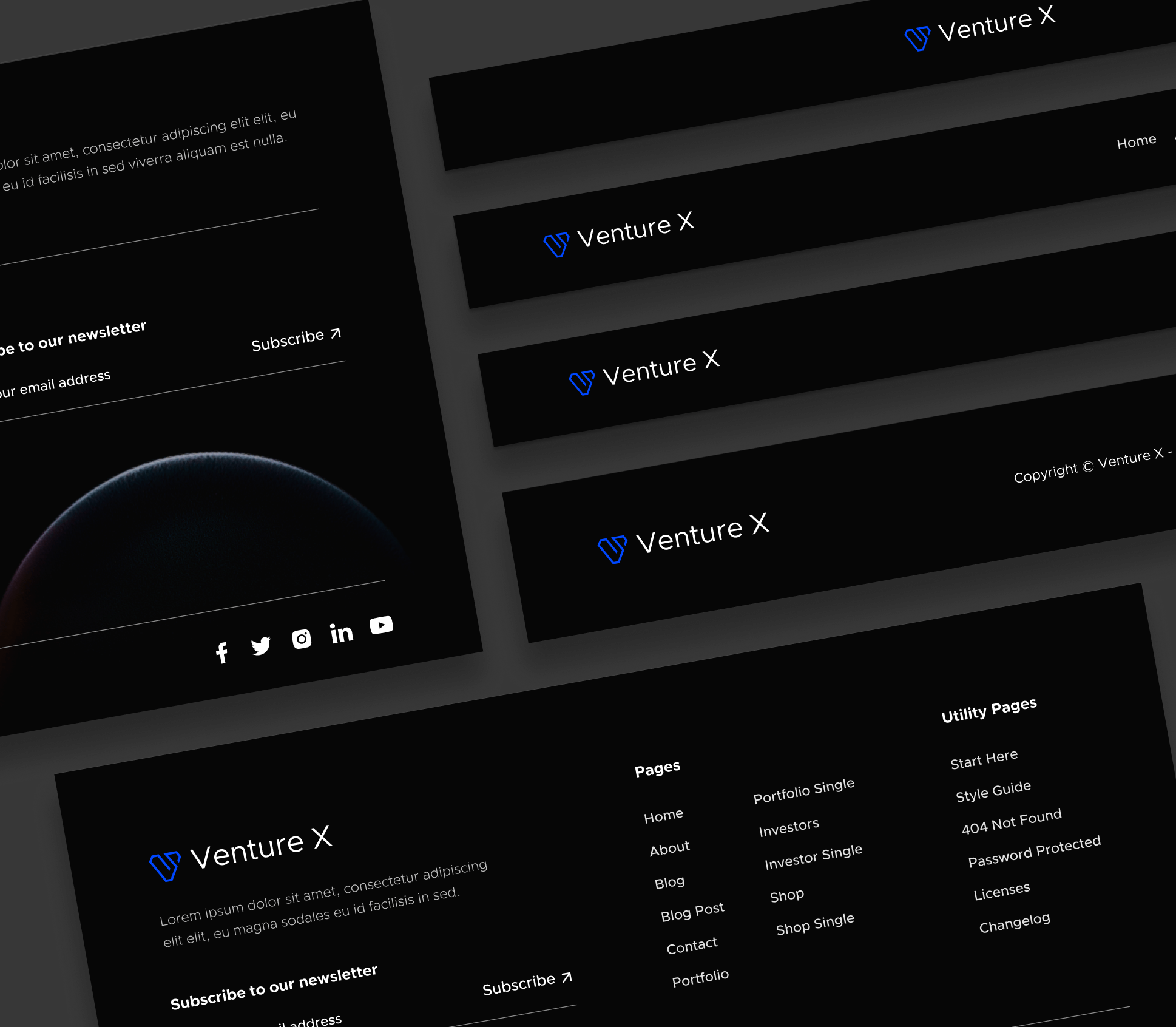 3 Headers And Footers - Venture X Webflow Template