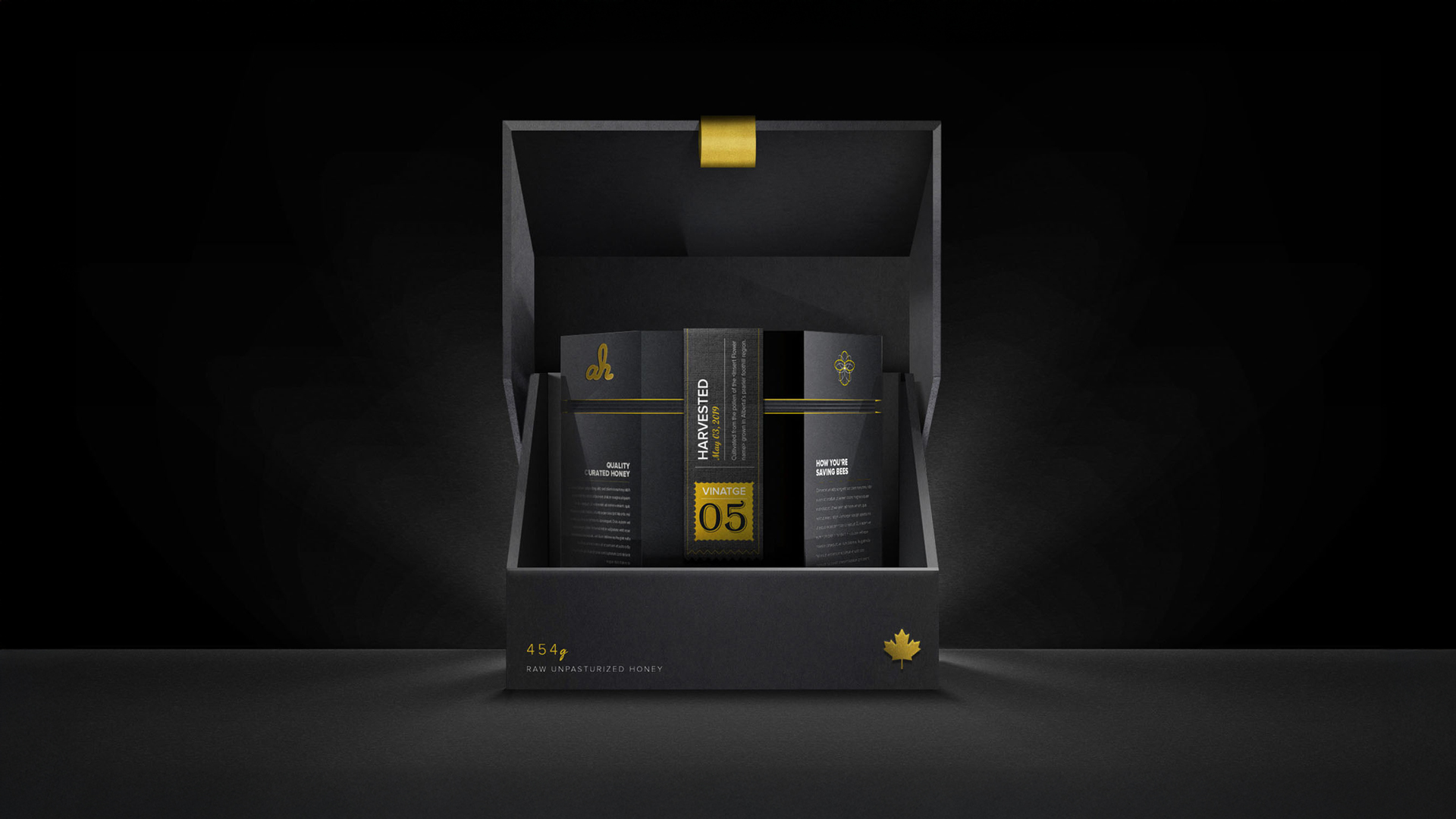 A bold brand identity for Alpha Honey that blends modern elegance with organic warmth—capturing the essence of premium, small-batch honey through striking visuals and refined typography.