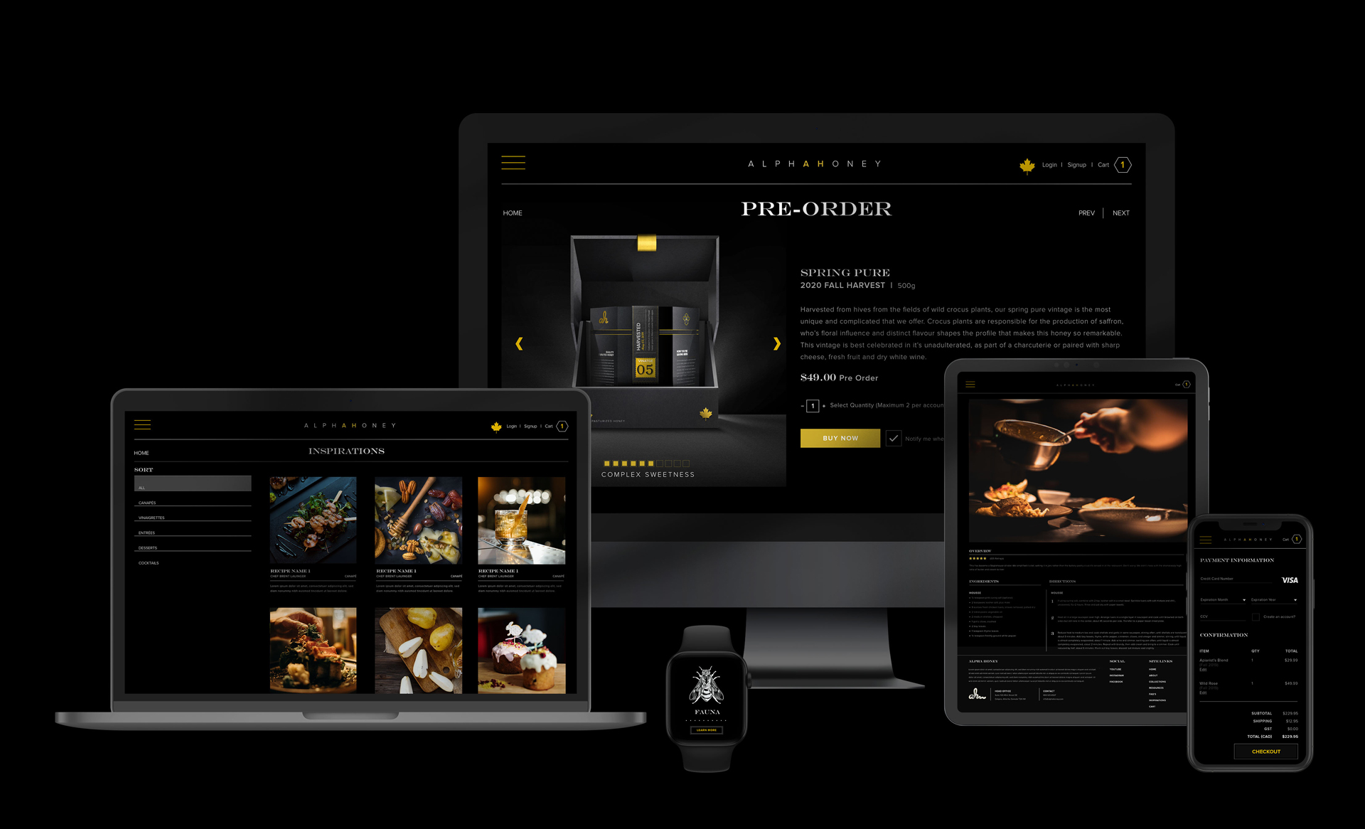 A modern, story-led website for Alpha Honey, designed to reflect the brand’s bold identity and natural roots—pairing rich visuals with an intuitive, elegant user experience.