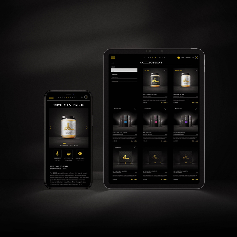 A modern, story-led website for Alpha Honey, designed to reflect the brand’s bold identity and natural roots—pairing rich visuals with an intuitive, elegant user experience.