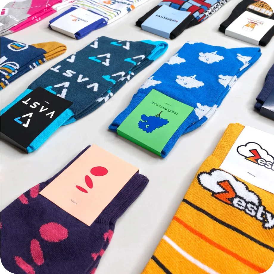Sockrates specializes in crafting customized socks that serve as a creative expression of employee appreciation.