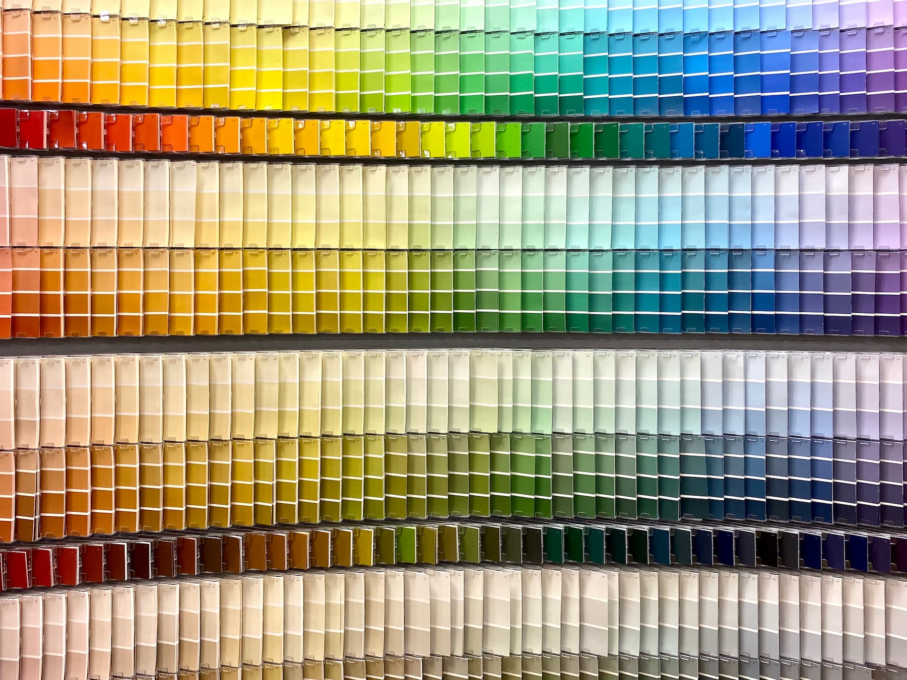 wall of paint swatches