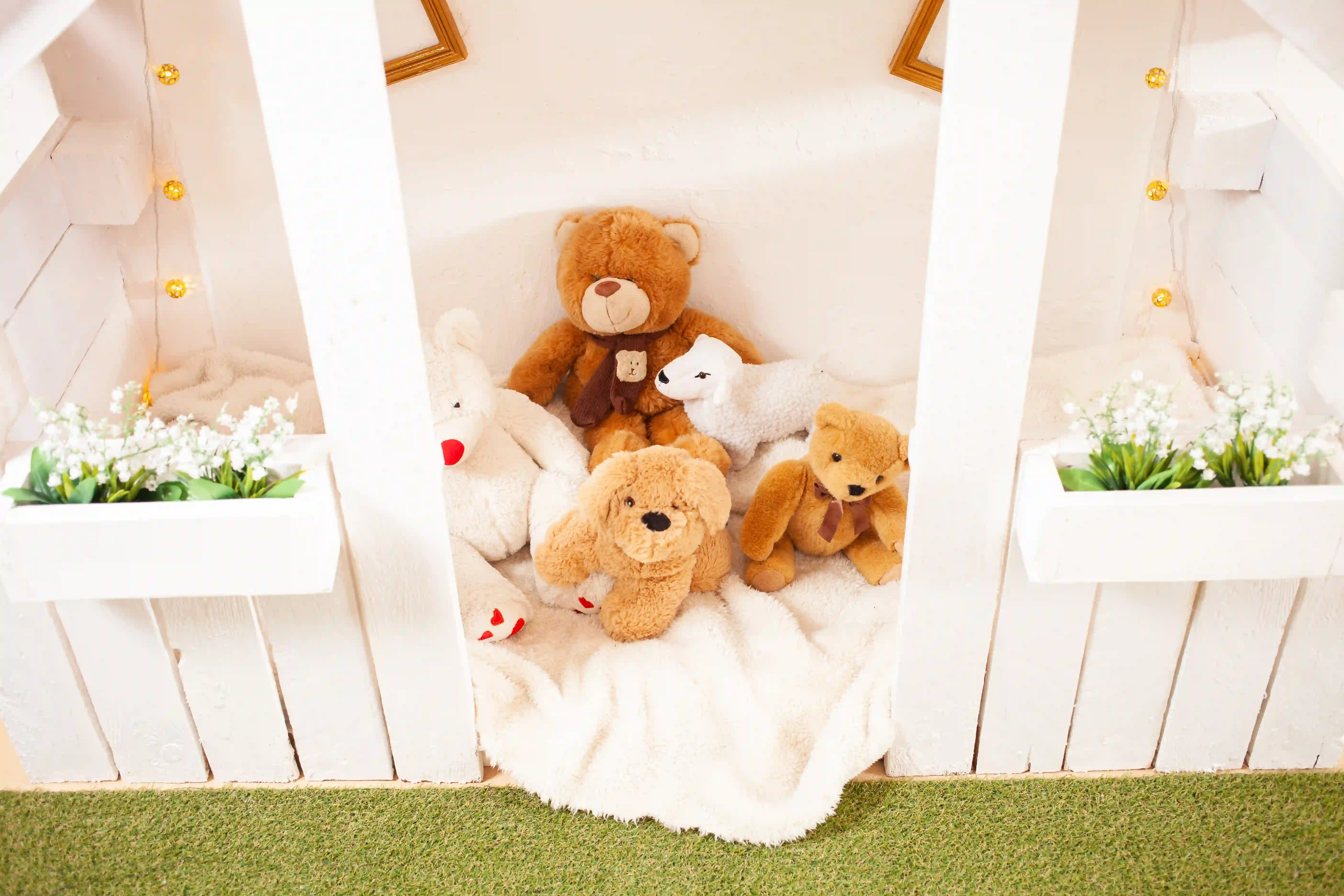 stuffed animal toys in toyhouse