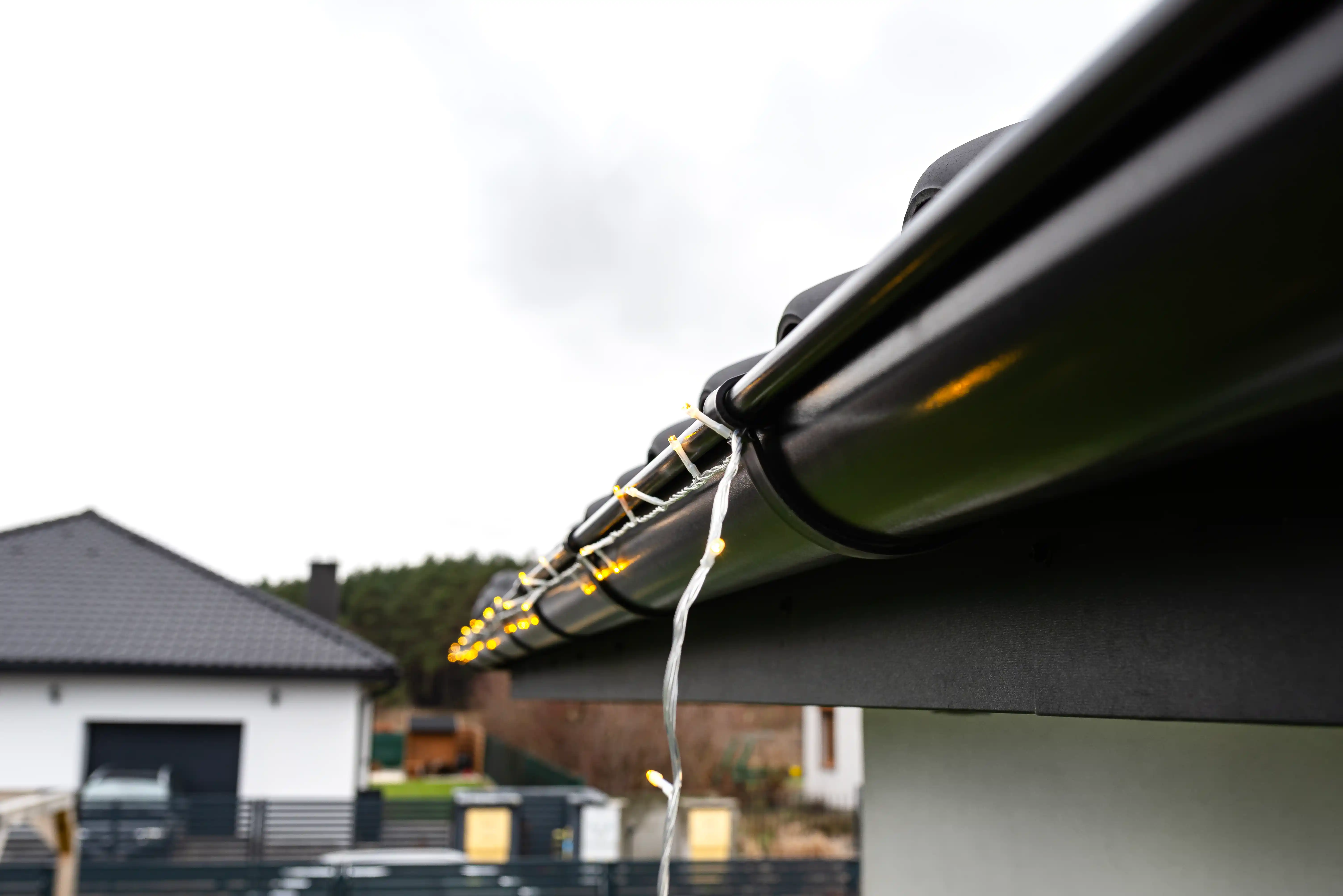 gutter on residential house close up