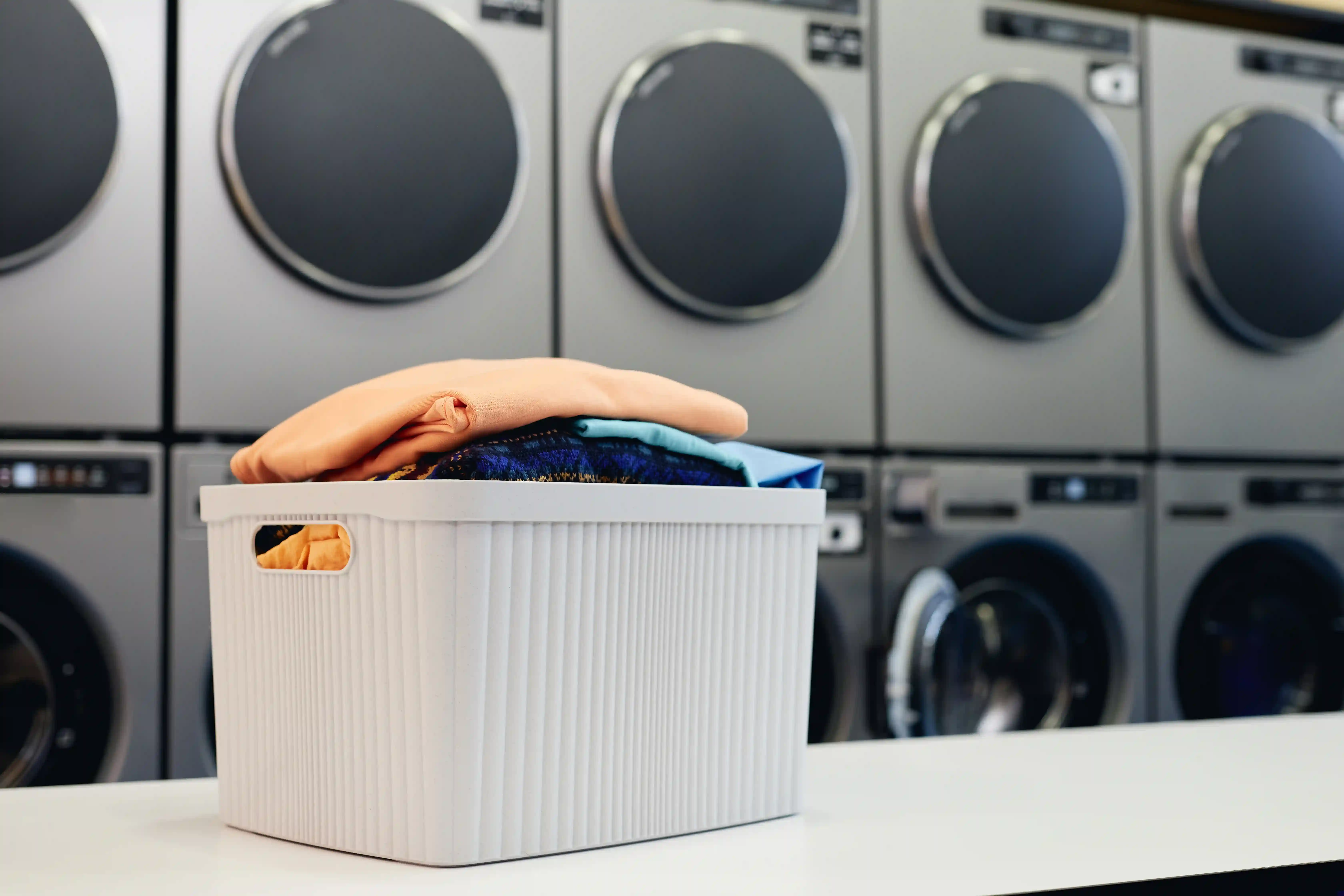 laundry basket in laundromat