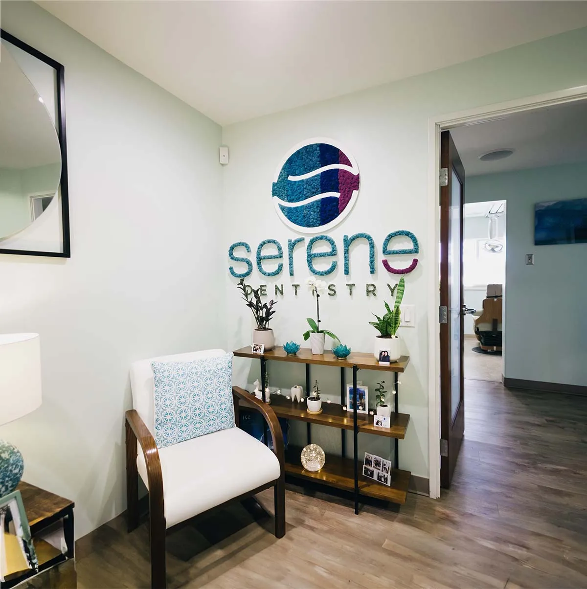 The reception and waiting area at Serene Dentistry in Ventura, CA
