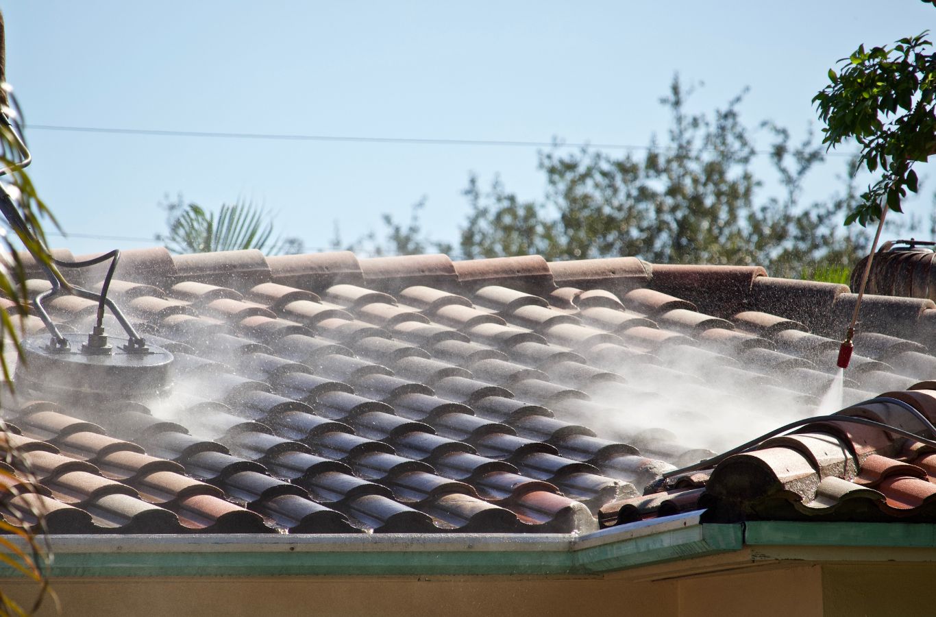 A Marvel Window Washing specialist delivering roof cleaning in West Los Angeles, CA, showcasing why we’re the top local choice. Roof Cleaning near me.