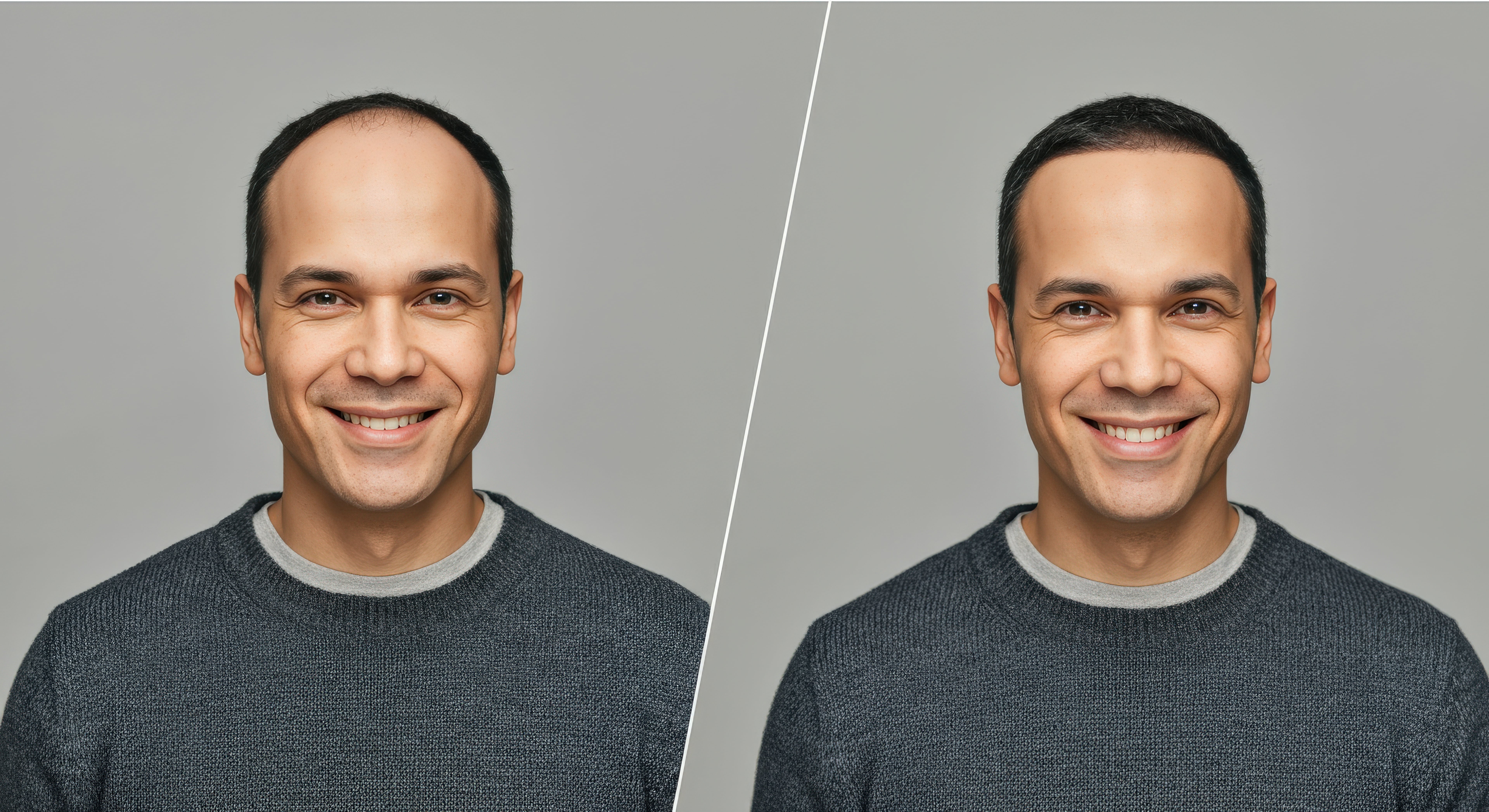 Thinning hair treated with Alma TED hair restoration