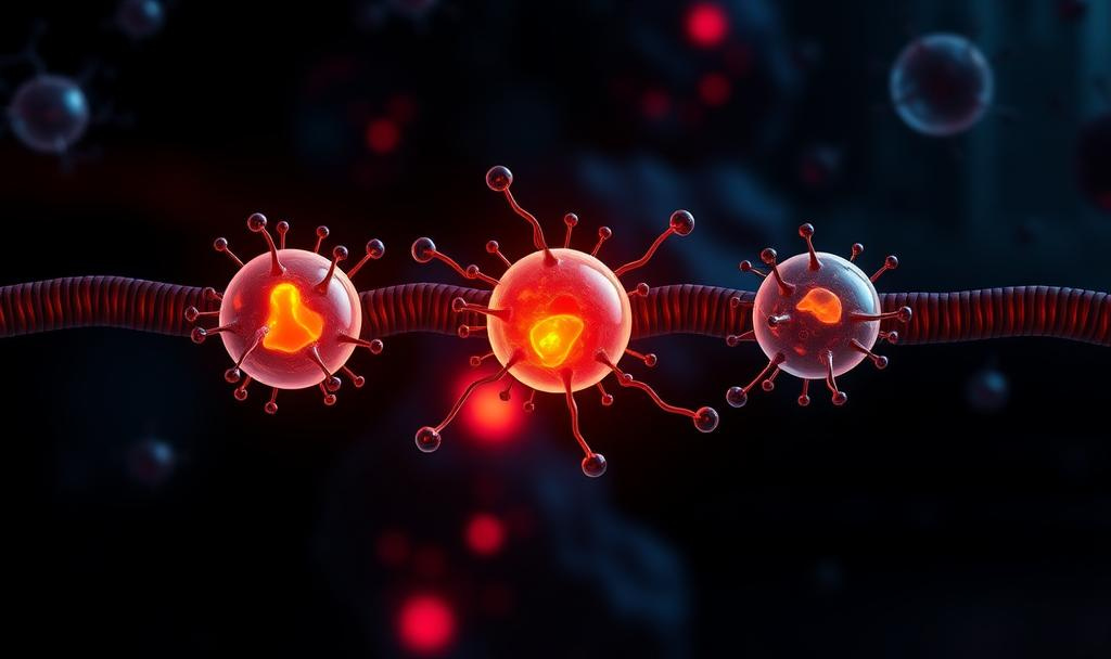 Illustration of signals passing between nerve cells