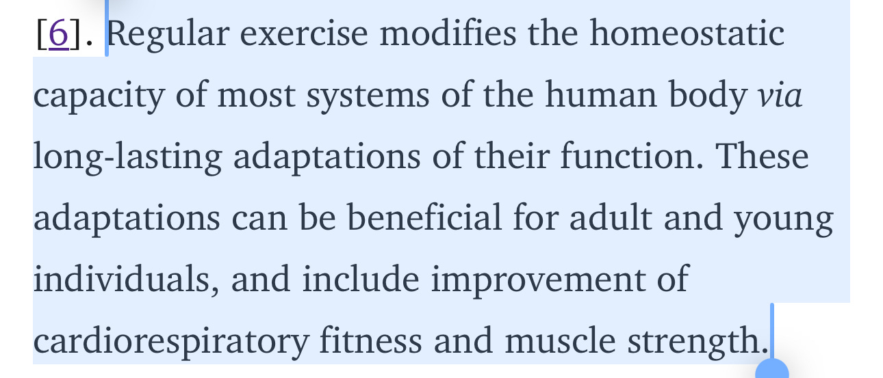 Research excerpt describing adaptations to regular exercise