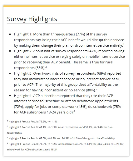 highlights from the FCC ACP participants survey