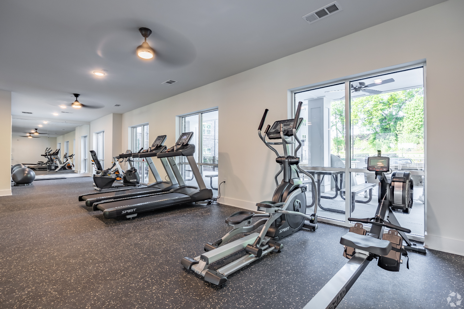Gym with treadmills