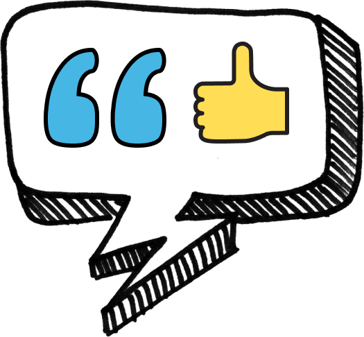 Thought bubble coming from photo of Eugene's portrait, containing a quote mark and a thumbs up.