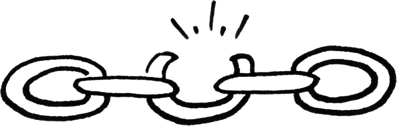 Doodle drawing of broken link chain.