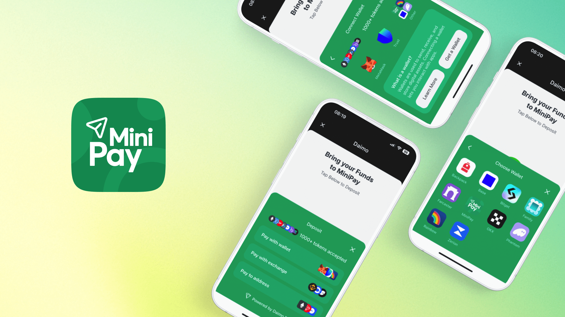 MiniPay + Daimo Pay: Deposit 1,200+ Tokens from 20+ Chains