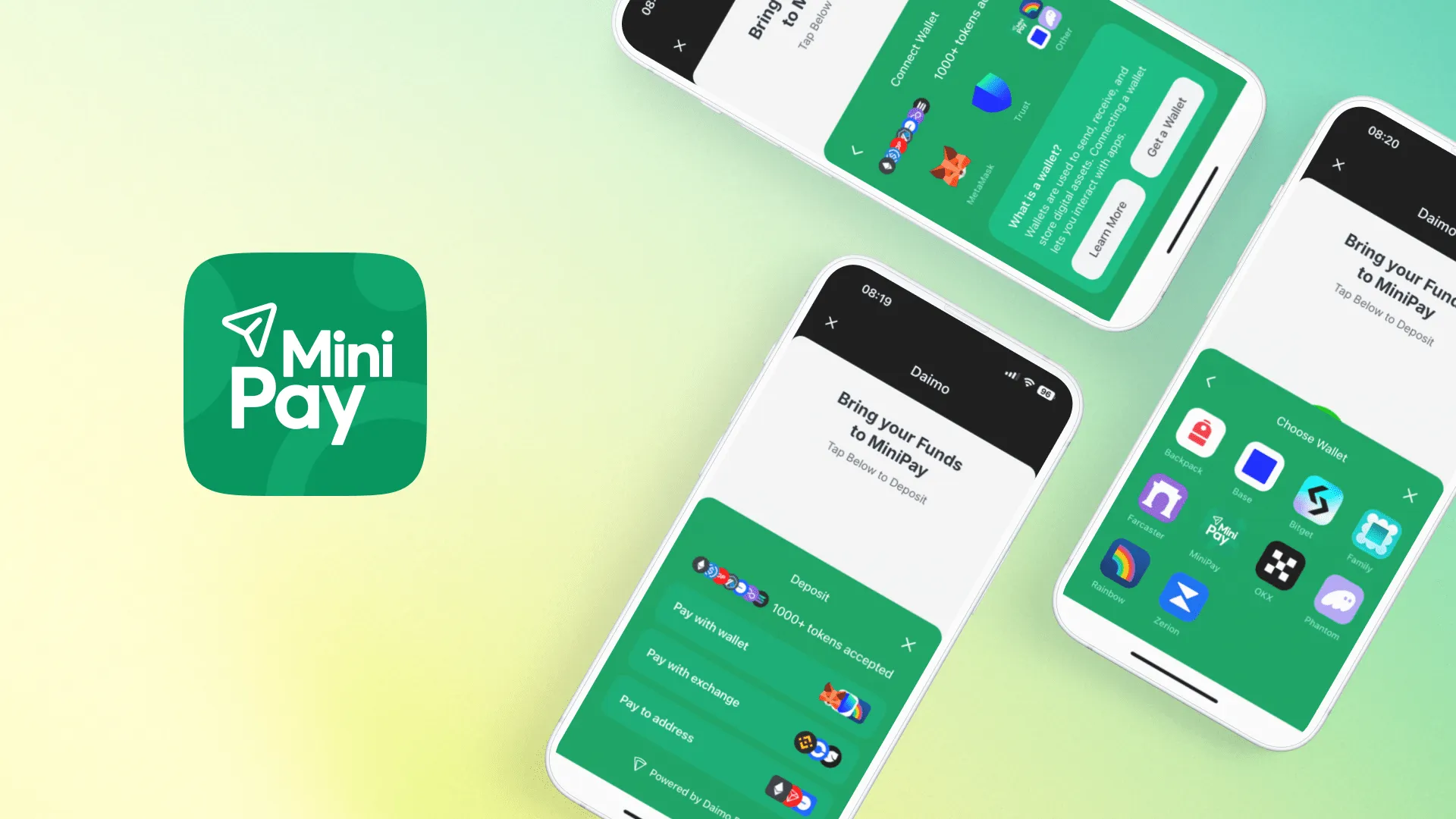 MiniPay + Daimo Pay: Deposit 1,200+ Tokens from 20+ Chains