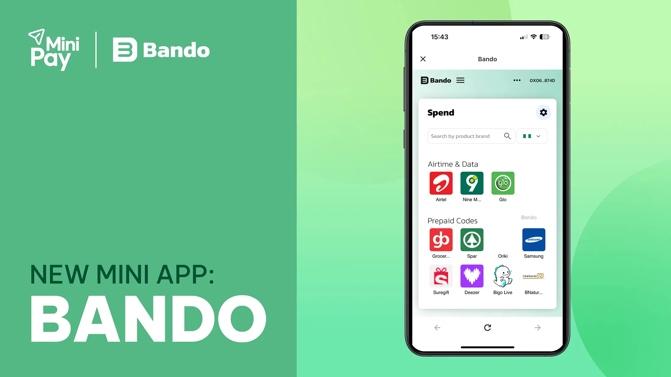 Buy Store Vouchers with Crypto & Stablecoins: Bando Mini App in MiniPay