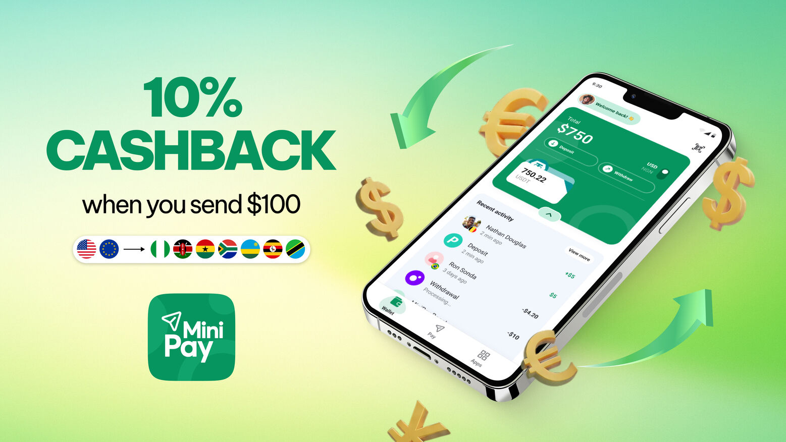 MiniPay Cashback Program on Cross-Border Transfers