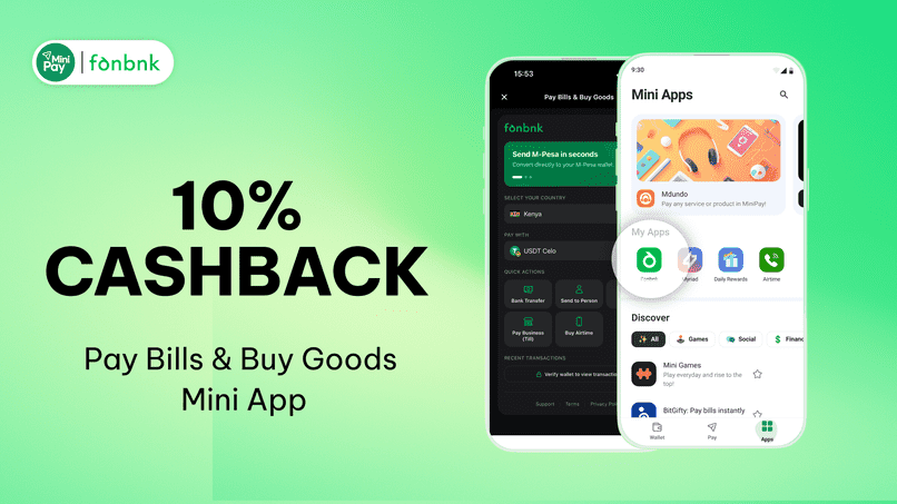 Get 10% Cashback when you spend with MiniPay in Kenya