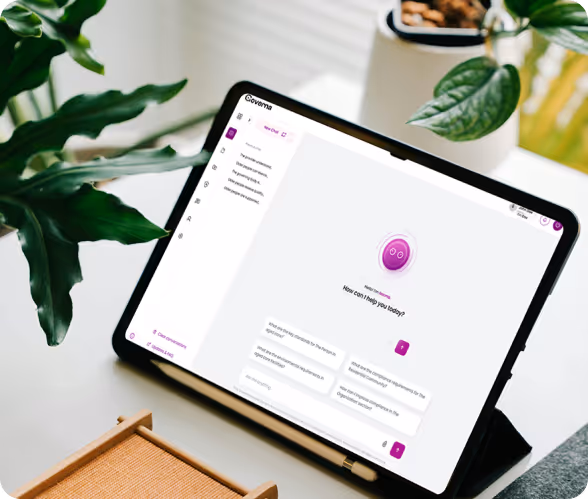 Tablet displaying Governa Connect Norma AI interface.