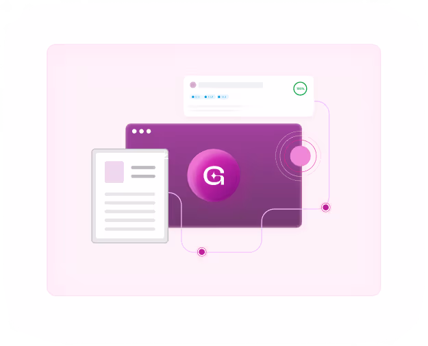 Digital workflow graphic connecting document to platform hub.