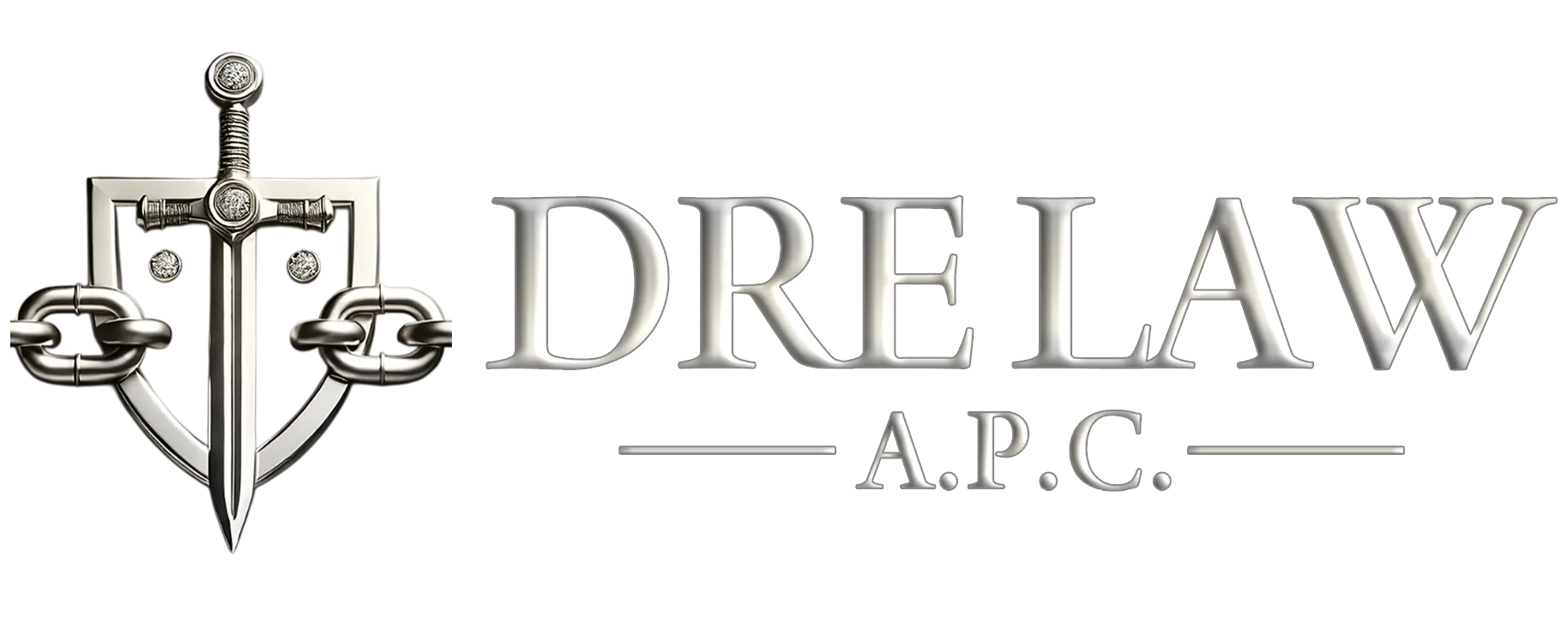 DRE, A.P.C. Logo. Shield, Sword & Chains.