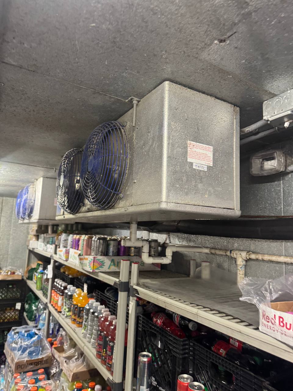 Walk-in cooler evaporator fan unit