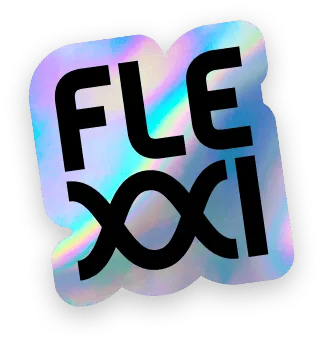A sticker that says flexxi