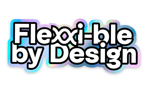 The logo for flexible by design.