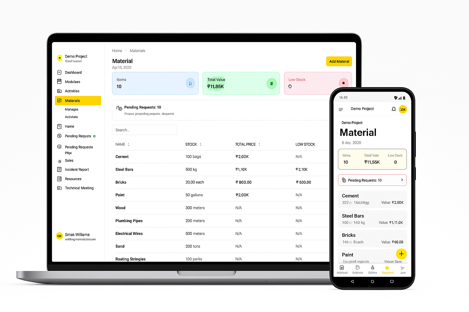 Dashboard mockup