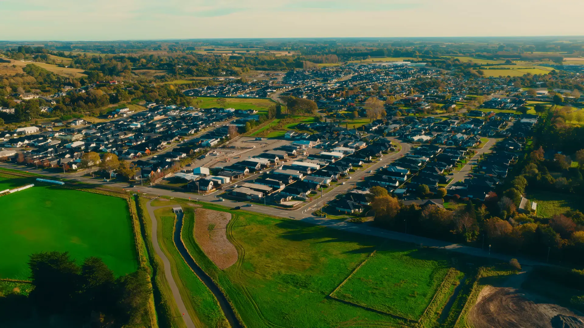 Aerial view over Halswell towards Oliver Grove