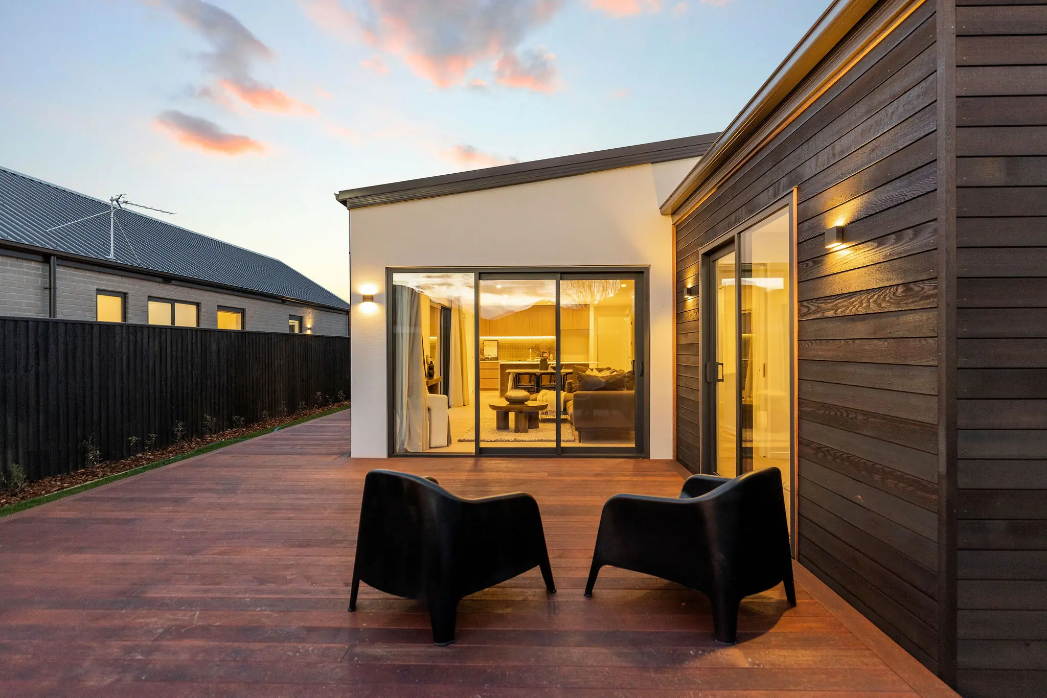 Timber deck at dusk