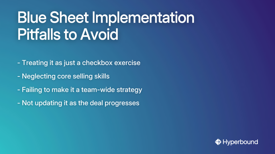 Blue Sheet Implementation Pitfalls to Avoid