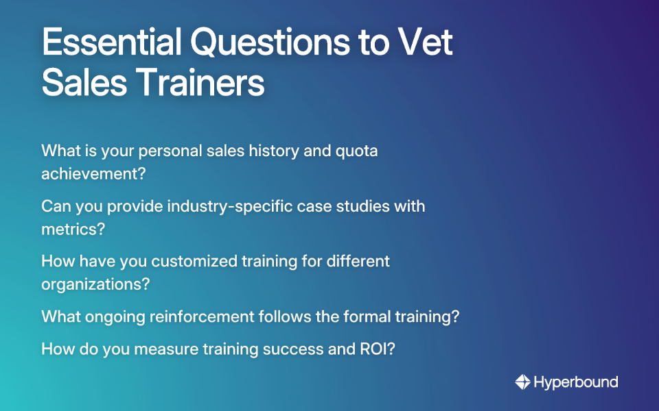 Essential Questions to Vet Sales Trainers
