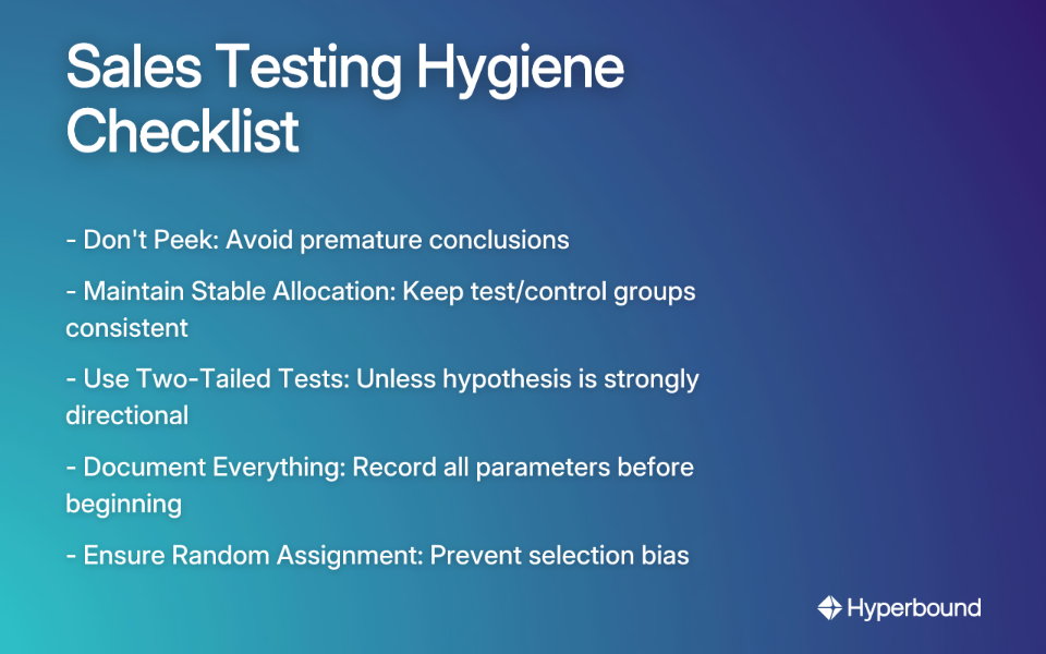 Sales Testing Hygiene Checklist