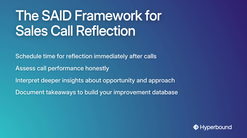 The SAID Framework for Sales Call Reflection