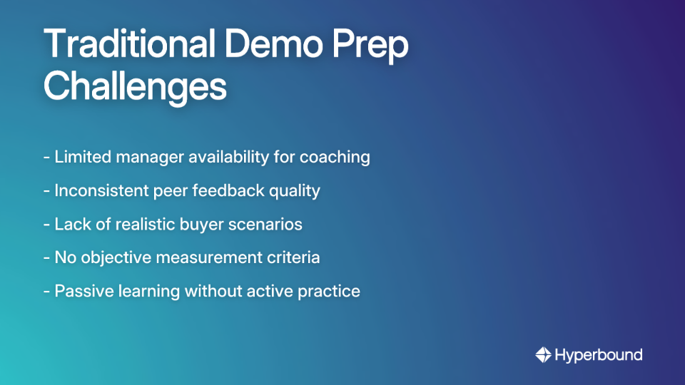Traditional Demo Prep Challenges