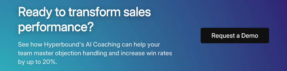 Ready to transform sales performance? See how Hyperbound's AI Coaching can help your team master objection handling and increase win rates by up to 20%.