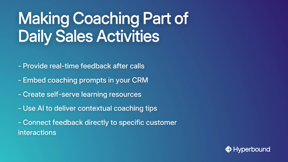 Making Coaching Part of Daily Sales Activities