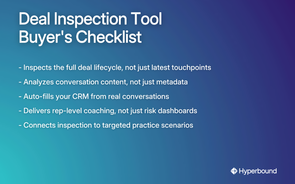Deal Inspection Tool Buyer's Checklist