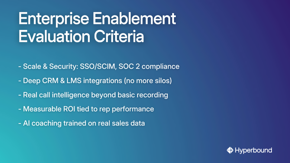 Enterprise Enablement Evaluation Criteria