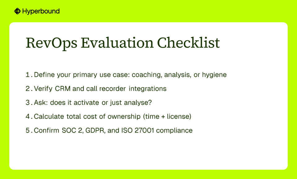 RevOps Evaluation Checklist