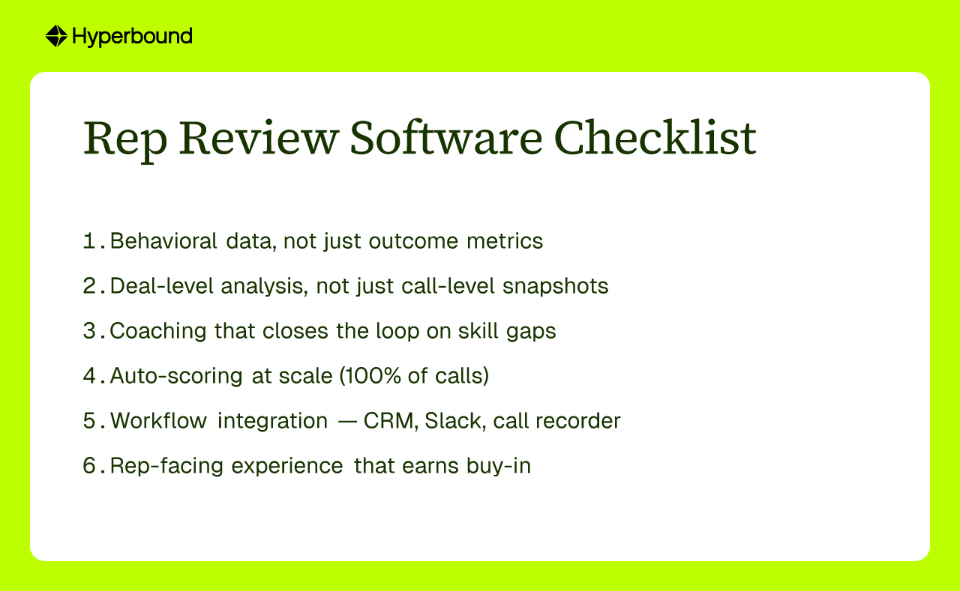 Rep Review Software Checklist