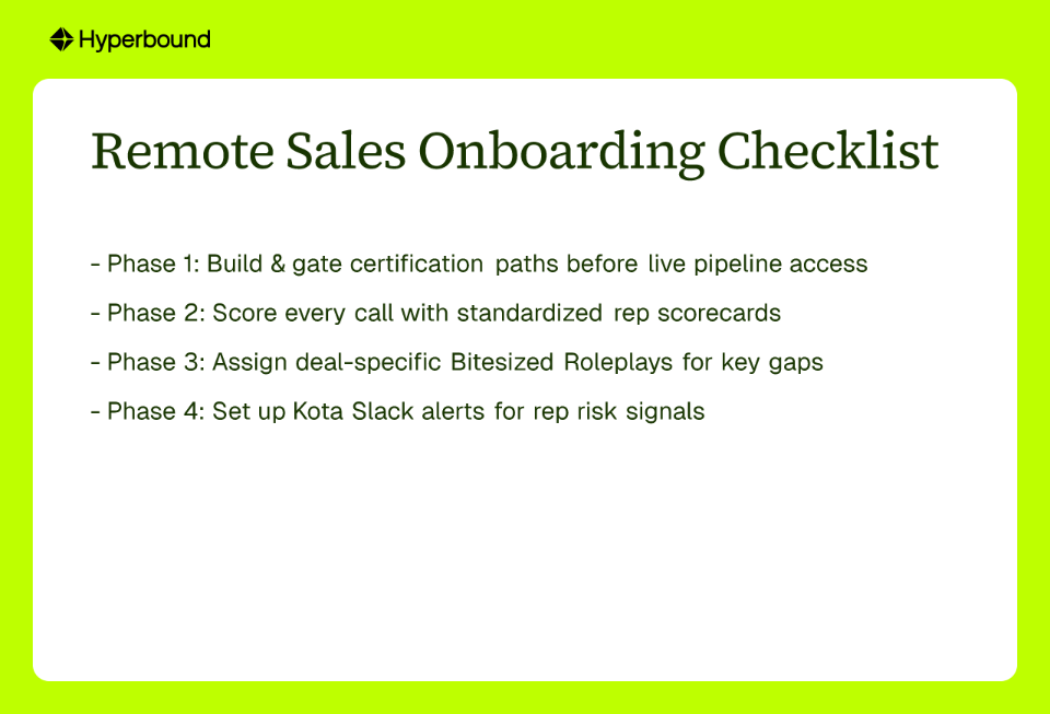 Remote Sales Onboarding Checklist