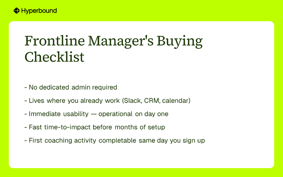 Frontline Manager's Buying Checklist